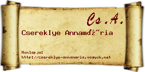Csereklye Annamária névjegykártya